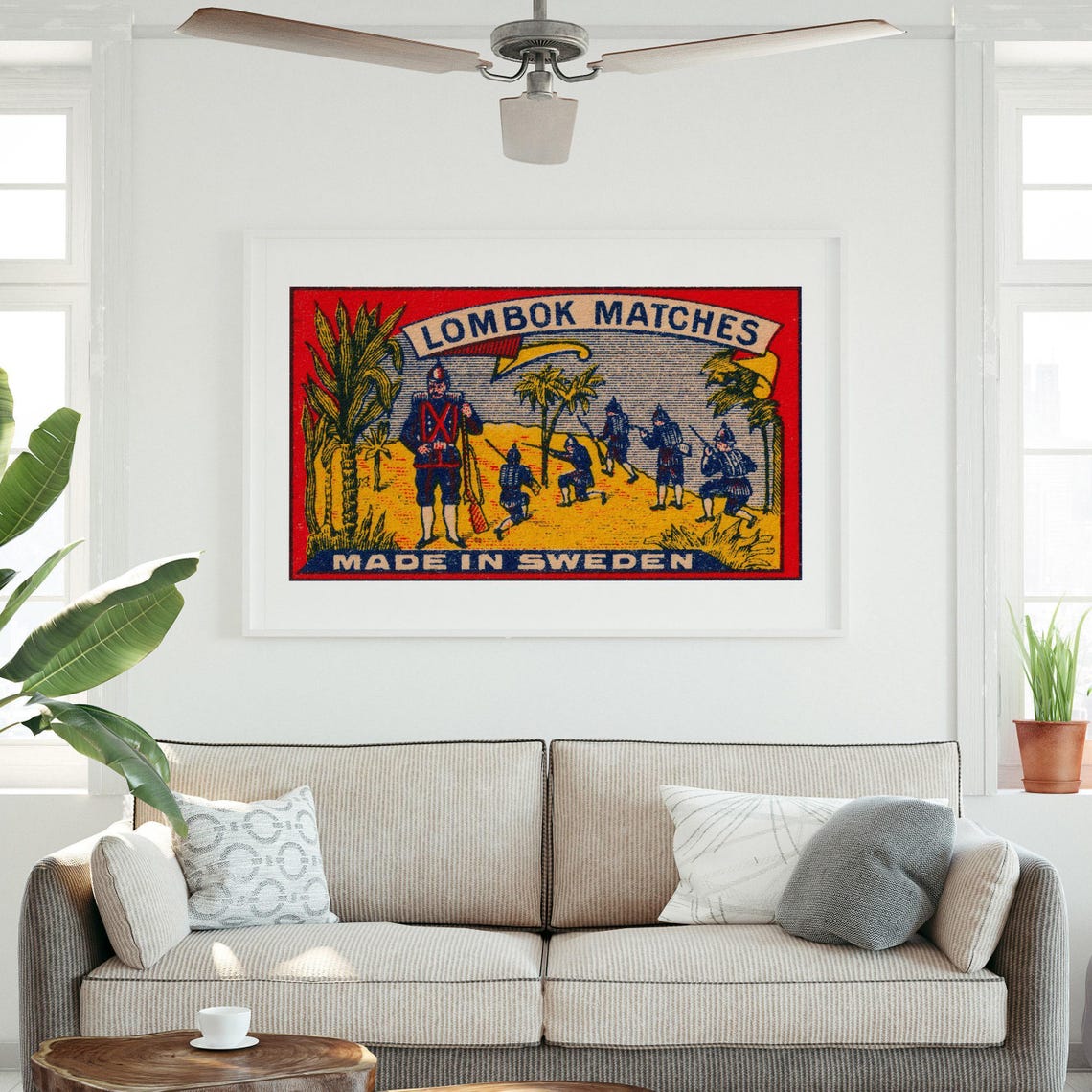 Lombok Matches Soldiers Vintage Swedish Matchbox Label Art Poster - Image 4