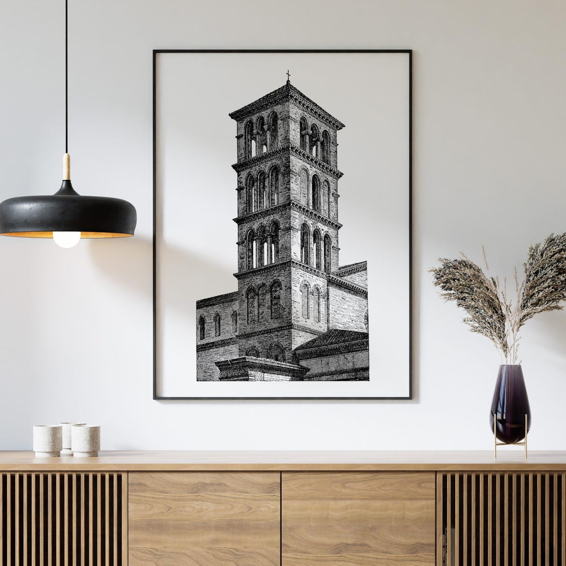 San Giorgio Al Velabro Rome Medieval Bell Tower Engraving Poster - Image 4