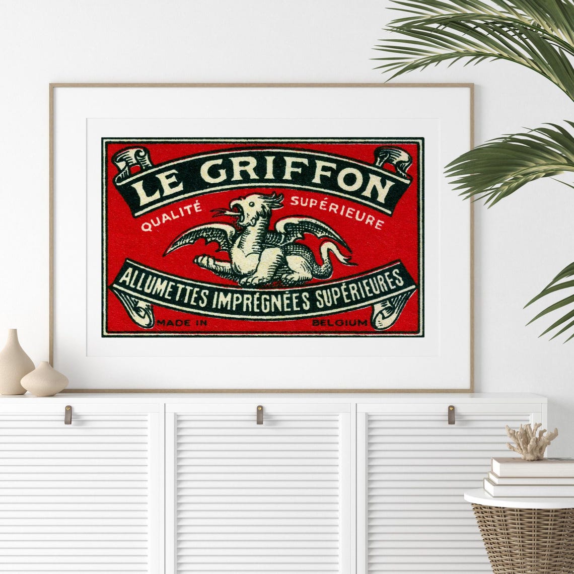 Le Griffon Red Belgian Matchbox Dragon Creature Vintage Poster - Image 2