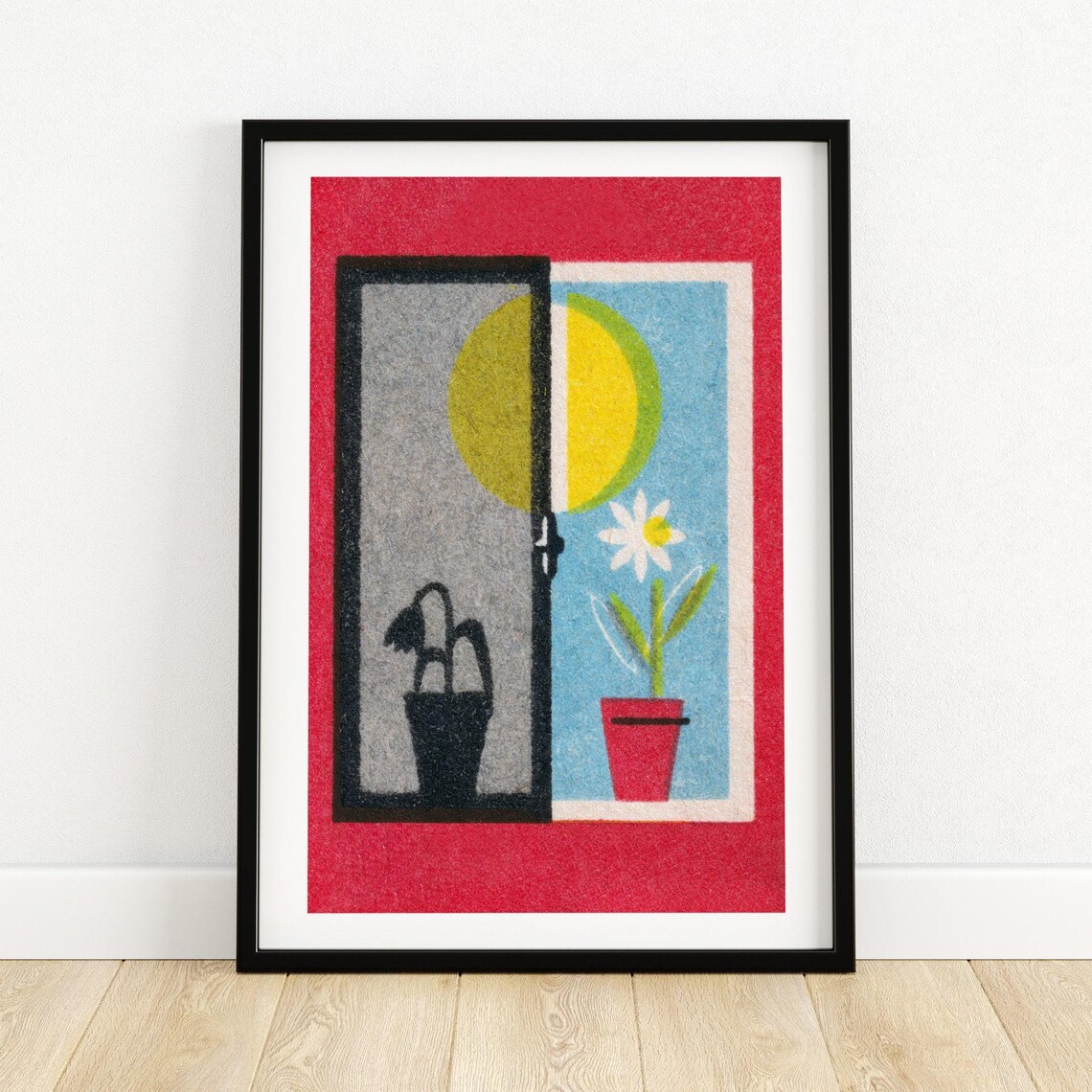 Two Flowers Matchbox Print, Vintage Eastern Europe