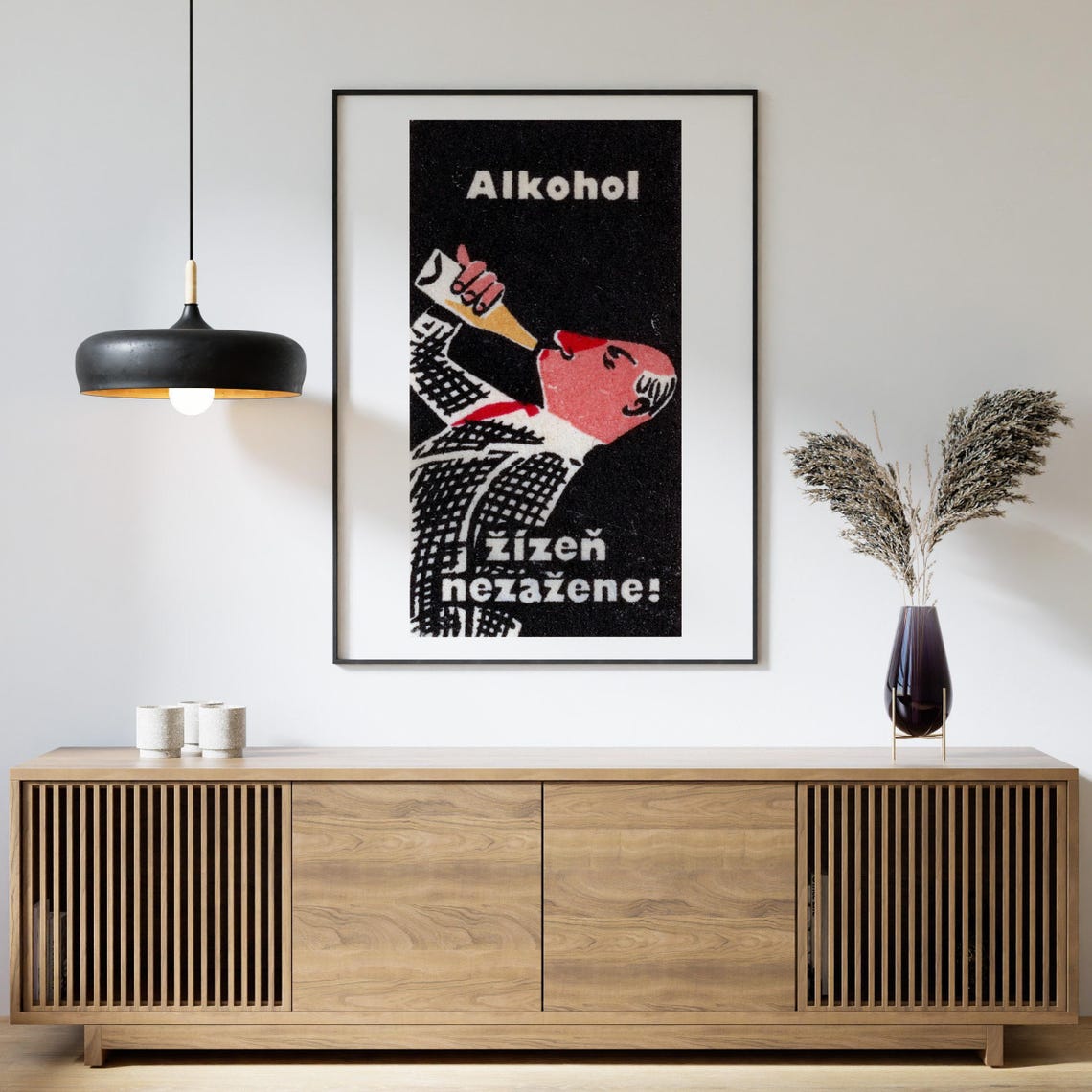 Alkohol Zizen Nezazene Czech Anti Alcohol Vintage Matchbox Poster - Image 4