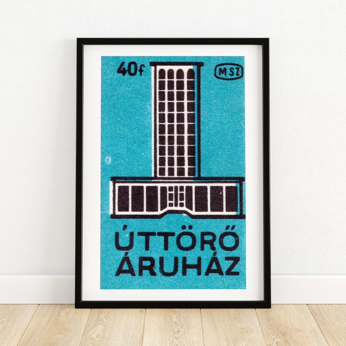 Úttörő Áruház Pioneer Store Vintage Hungarian Matchbox Label Poster