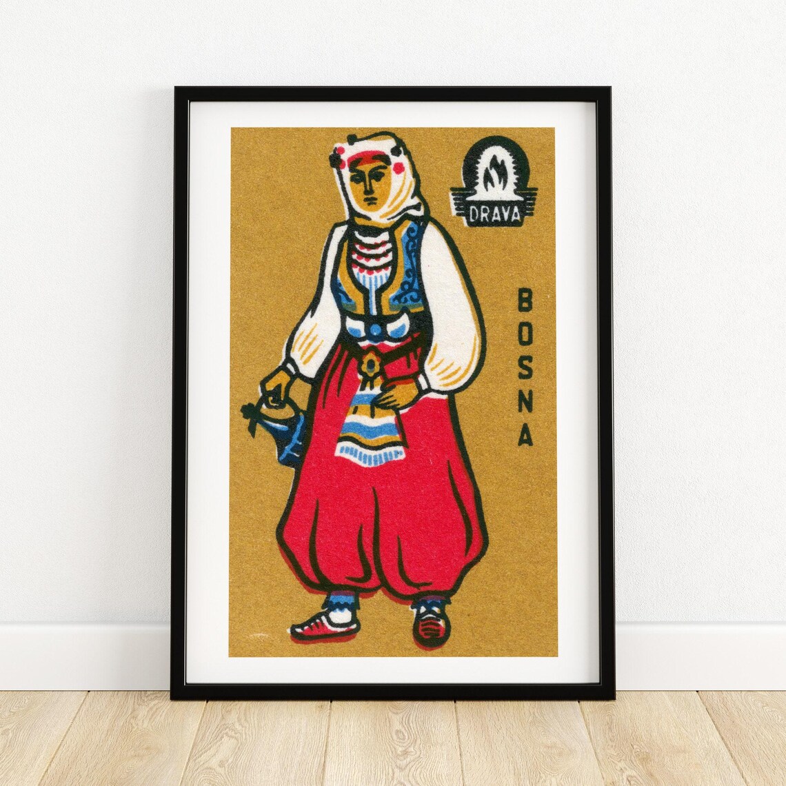 Bosnian Woman Matchbox Vintage Eastern Europe Print