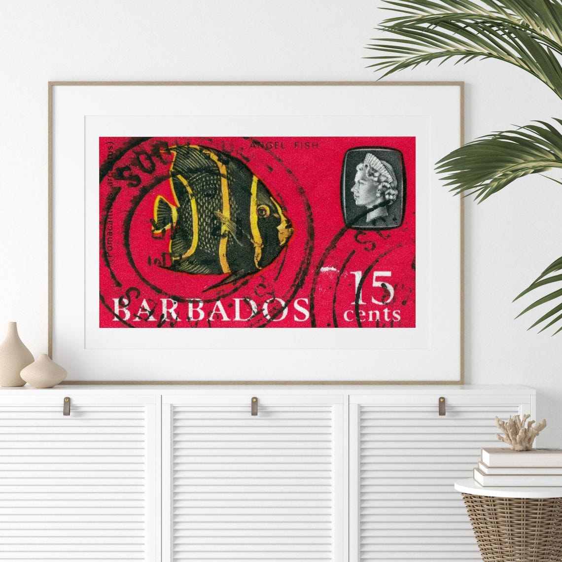 Angel Fish Barbados 15 Cents Postage Stamp Marine Art Poster - Image 2