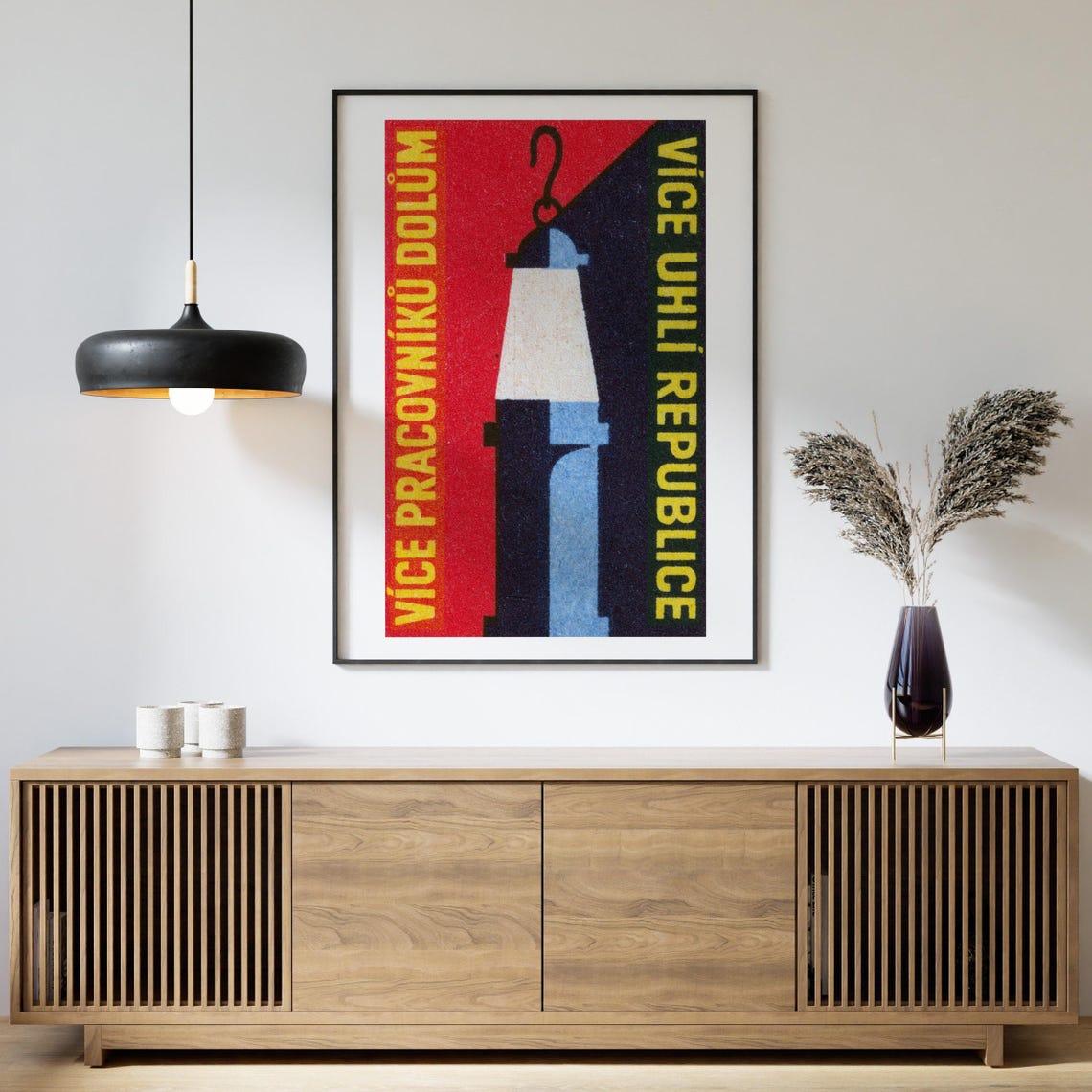 Miners Lamp Coal Slogan Vintage Czech Matchbox Label Art Poster - Image 4