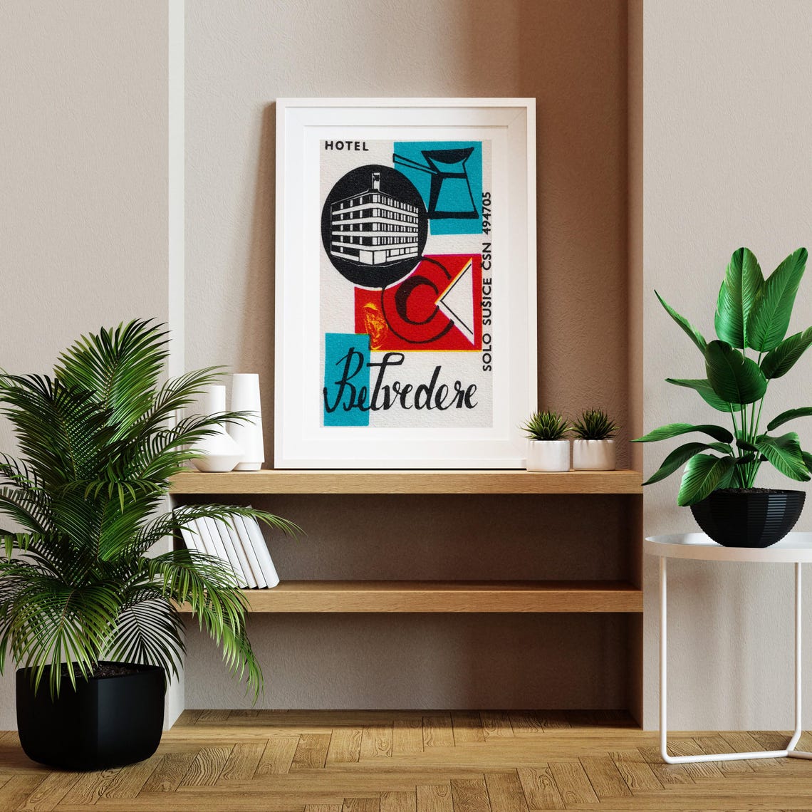 Hotel Belvedere Modernist Solo Sušice Vintage Czech Label Poster - Image 2