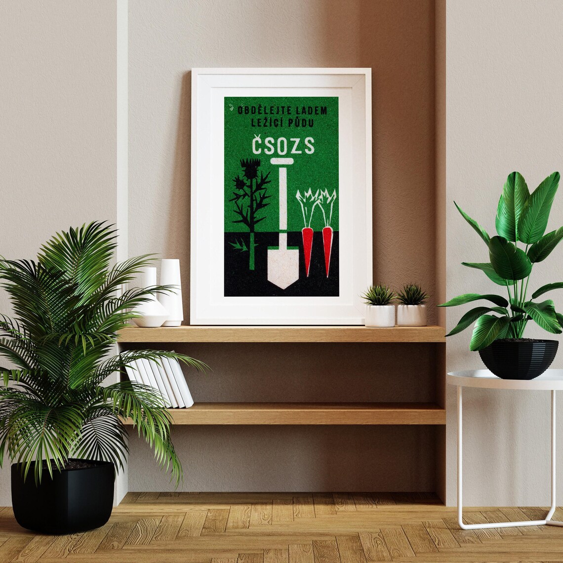 Gardening Shovel Matchbox Print, Vintage Czech Art - Image 2