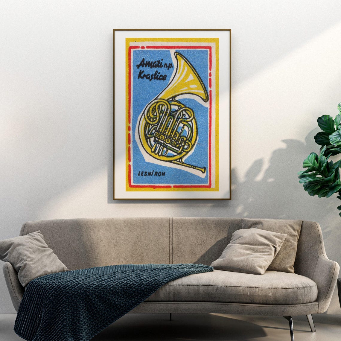 French Horn Lesni Roh Amati Kraslice Matchbox Music Art Poster - Image 3