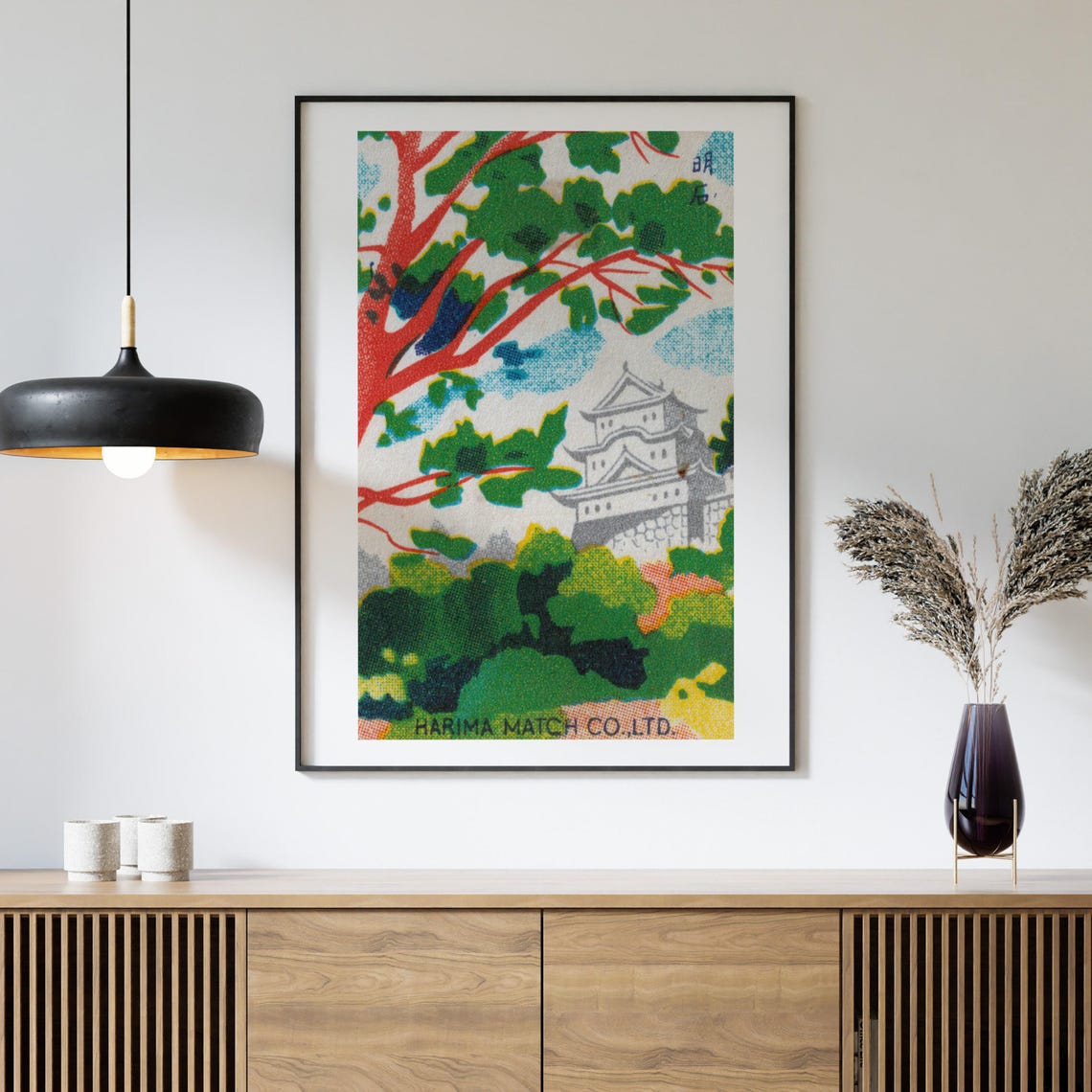 Japanese Castle Forest Vintage Japan Matchbox Art Landscape Poster - Image 4