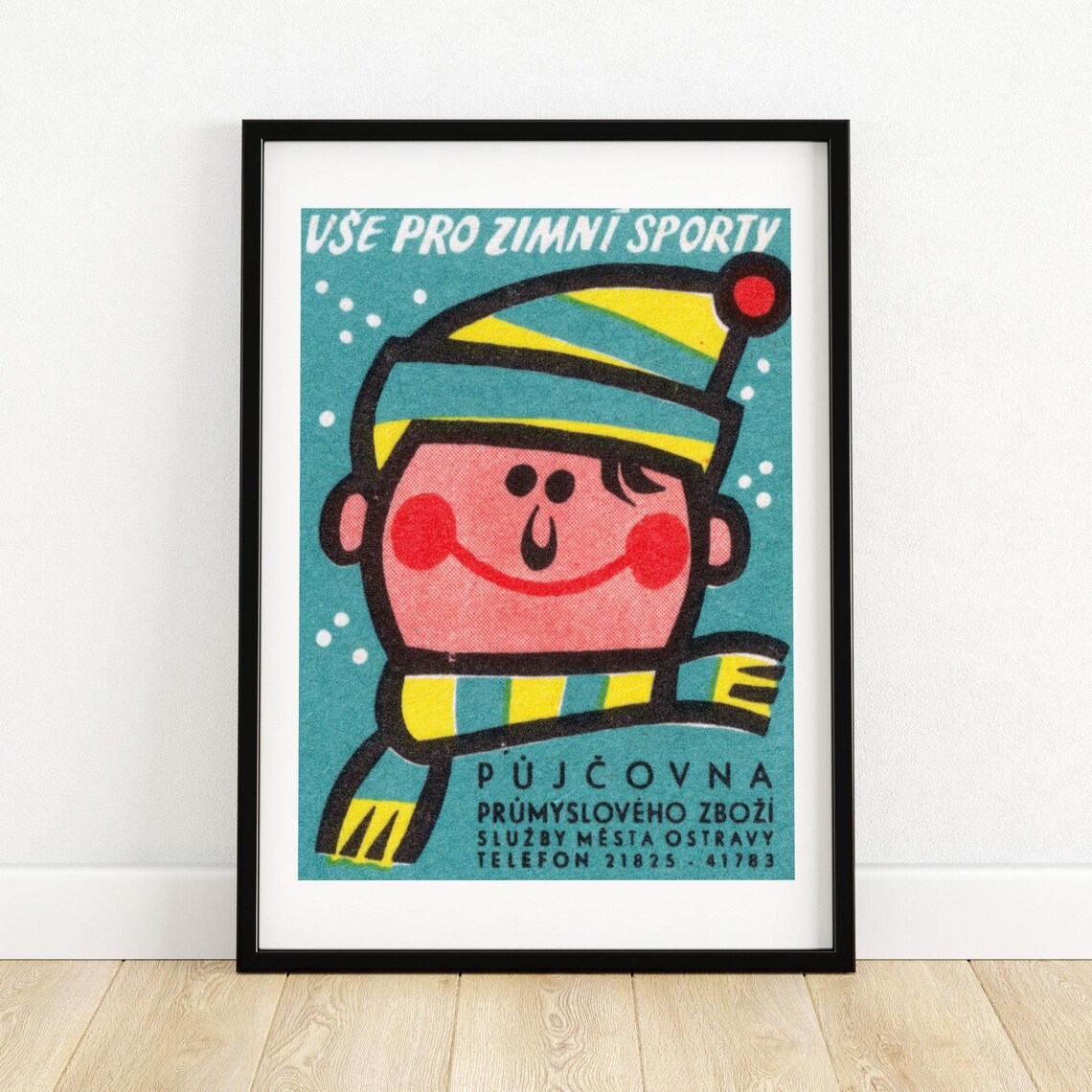Winter Sports Equipment Rental Ostrava Vintage Czech Advertising Poster