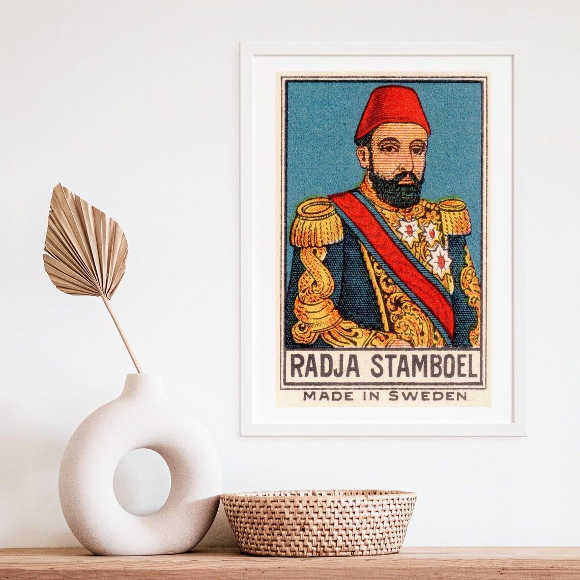 Radja Stamboel Swedish Matchbox Portrait Red Fez Military Poster - Image 4