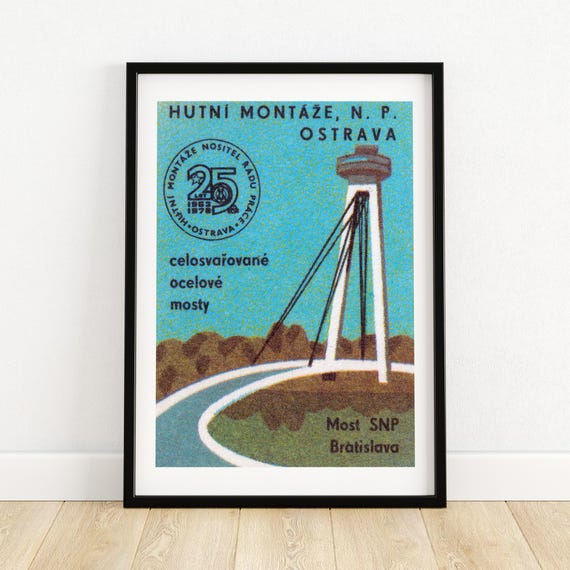Modern Bridge Matchbox Print Aesthetic Wall Art Vintage Art Matchbox Wall Poster Vintage Poster Print