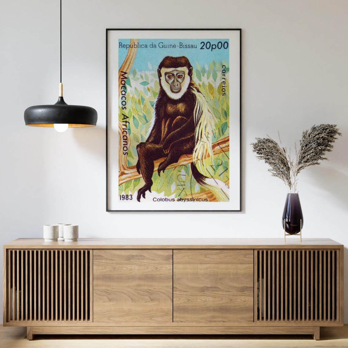 Colobus Monkey 1983 Guinea Bissau Stamp African Wildlife Poster - Image 4