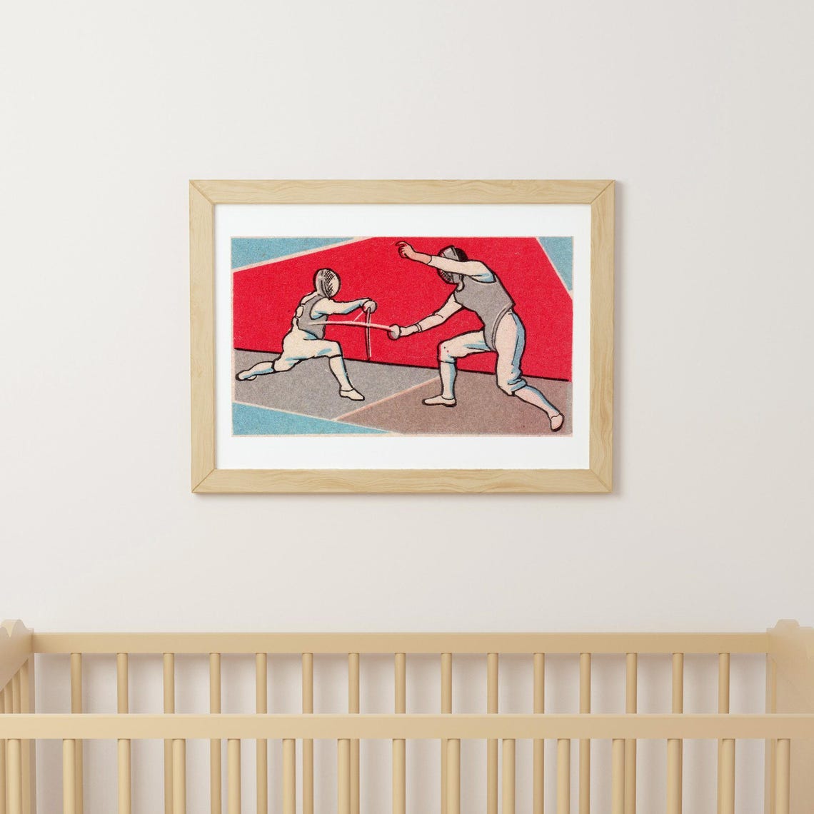 Fencing Duel Two Fencers Vintage Sports Illustration Art Poster - Image 3
