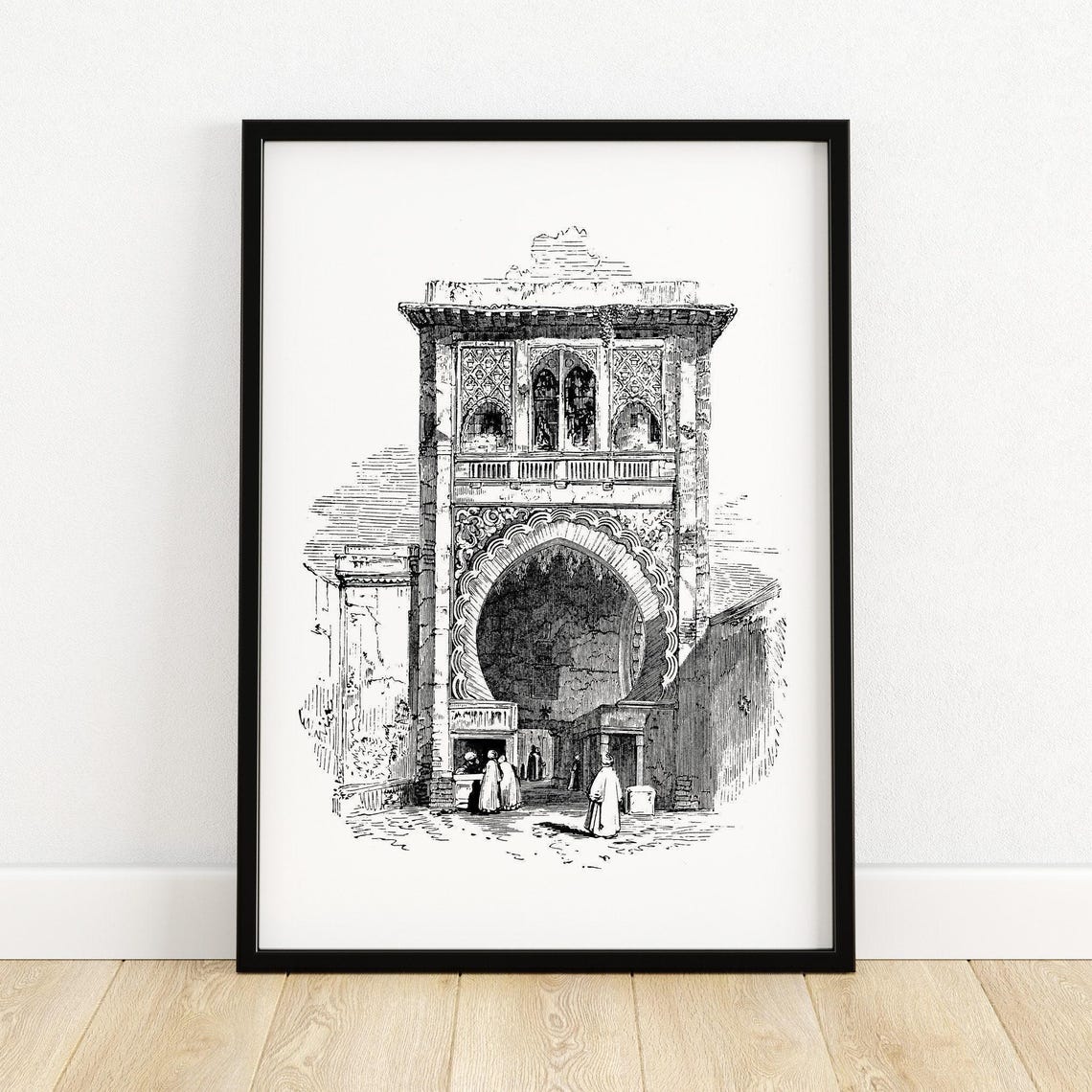 Moorish Bazaar Entrance Ornate Arch Gate Engraving Art Print