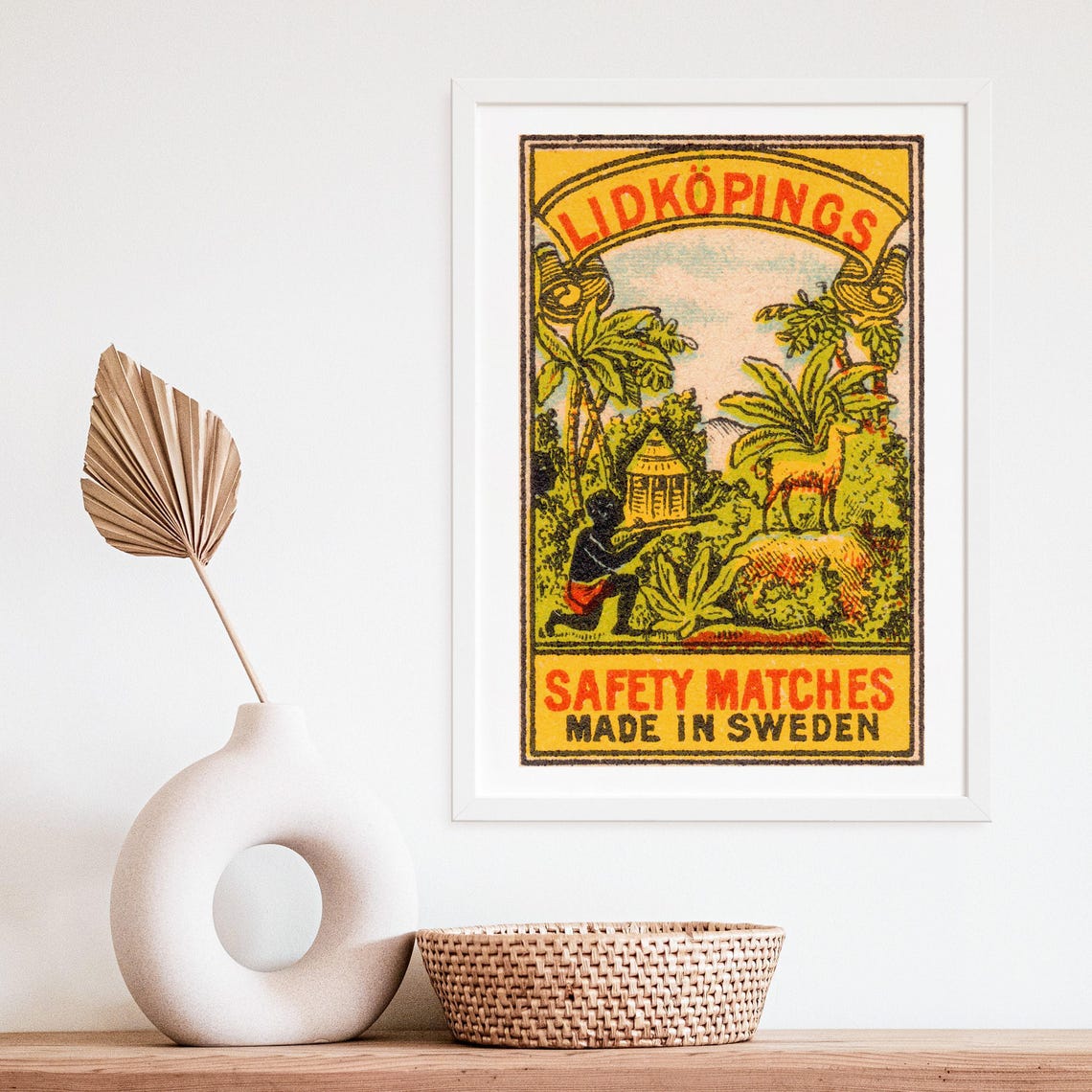 Lidkopings Tropical Jungle Hunter Bow Swedish Matchbox Label Poster - Image 4