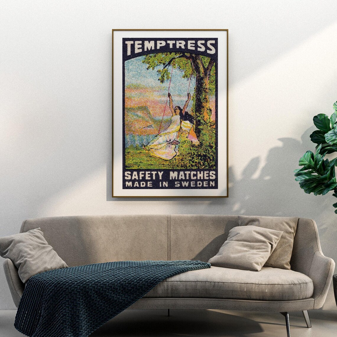 Temptress Swedish Safety Matches Vintage Swing Woman Art Poster - Image 3
