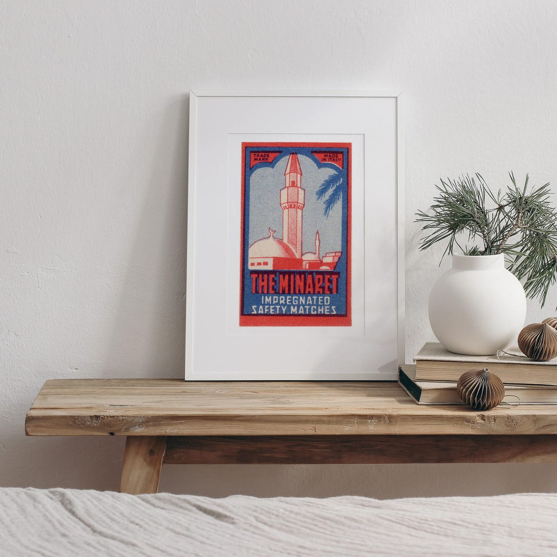 The Minaret Italian Mosque Safety Matches Label Red Blue Art Poster - Image 4