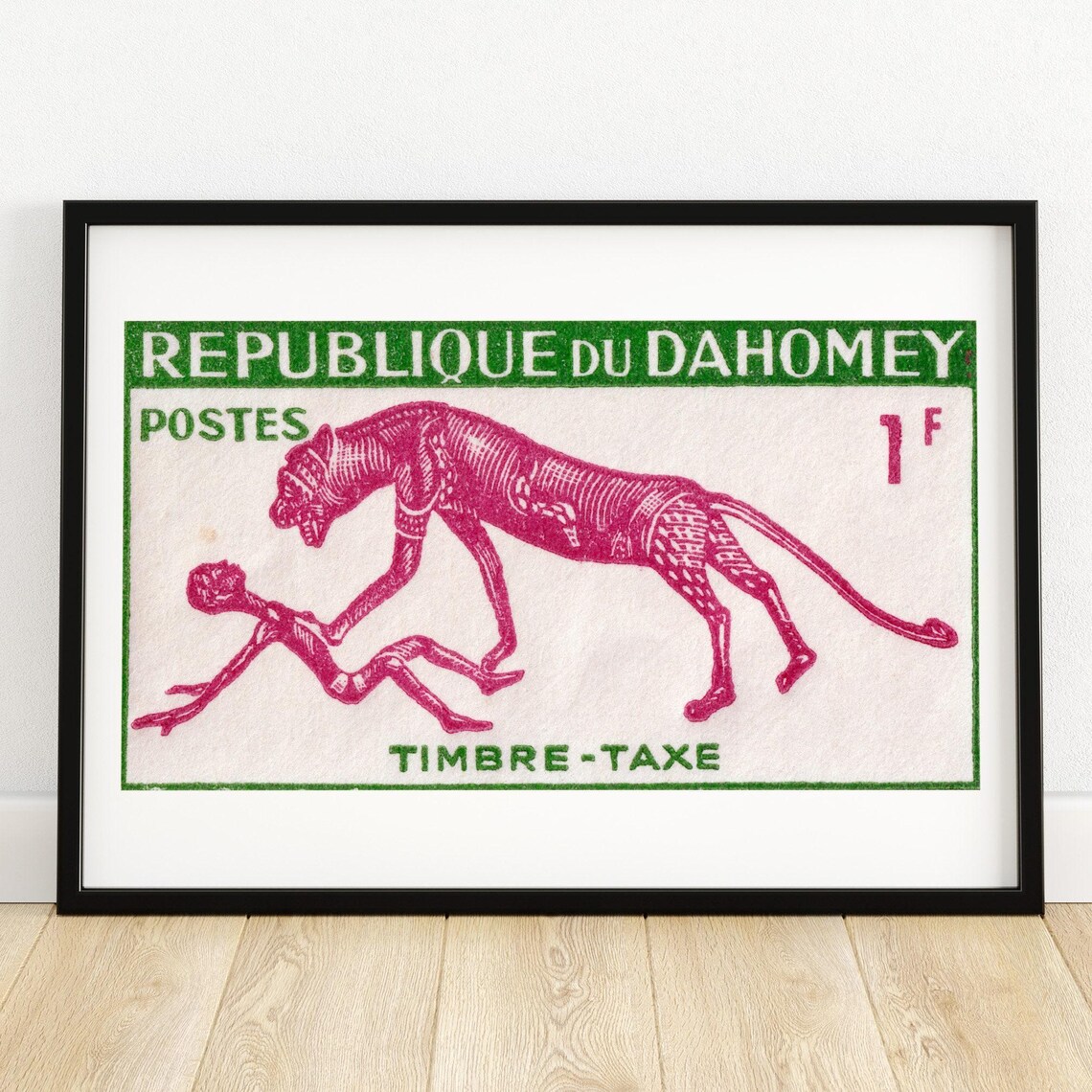 Animal Hunting Man Vintage African Art Poster Print