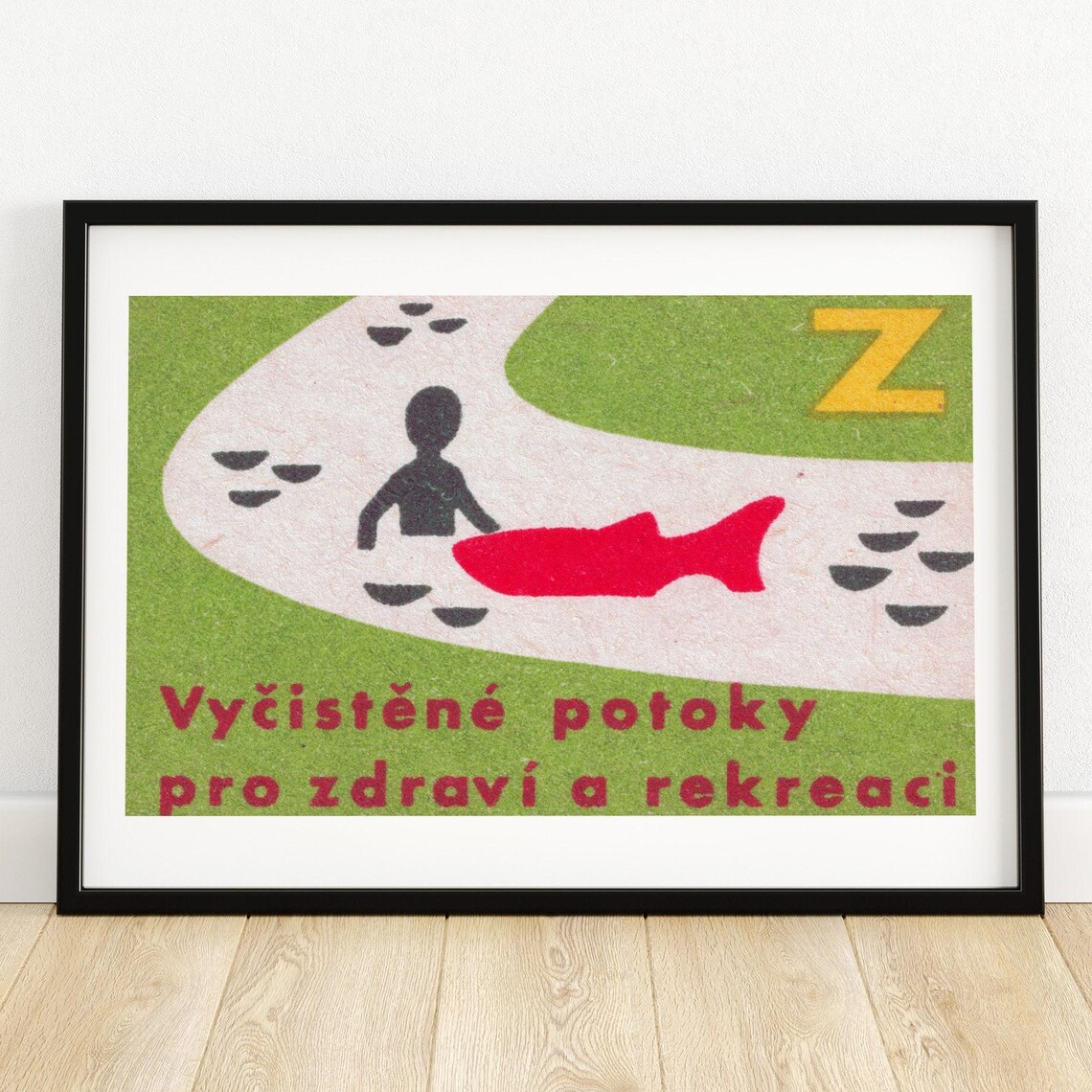 Clean Streams Health Recreation Swimmer Fish Vintage Green Poster