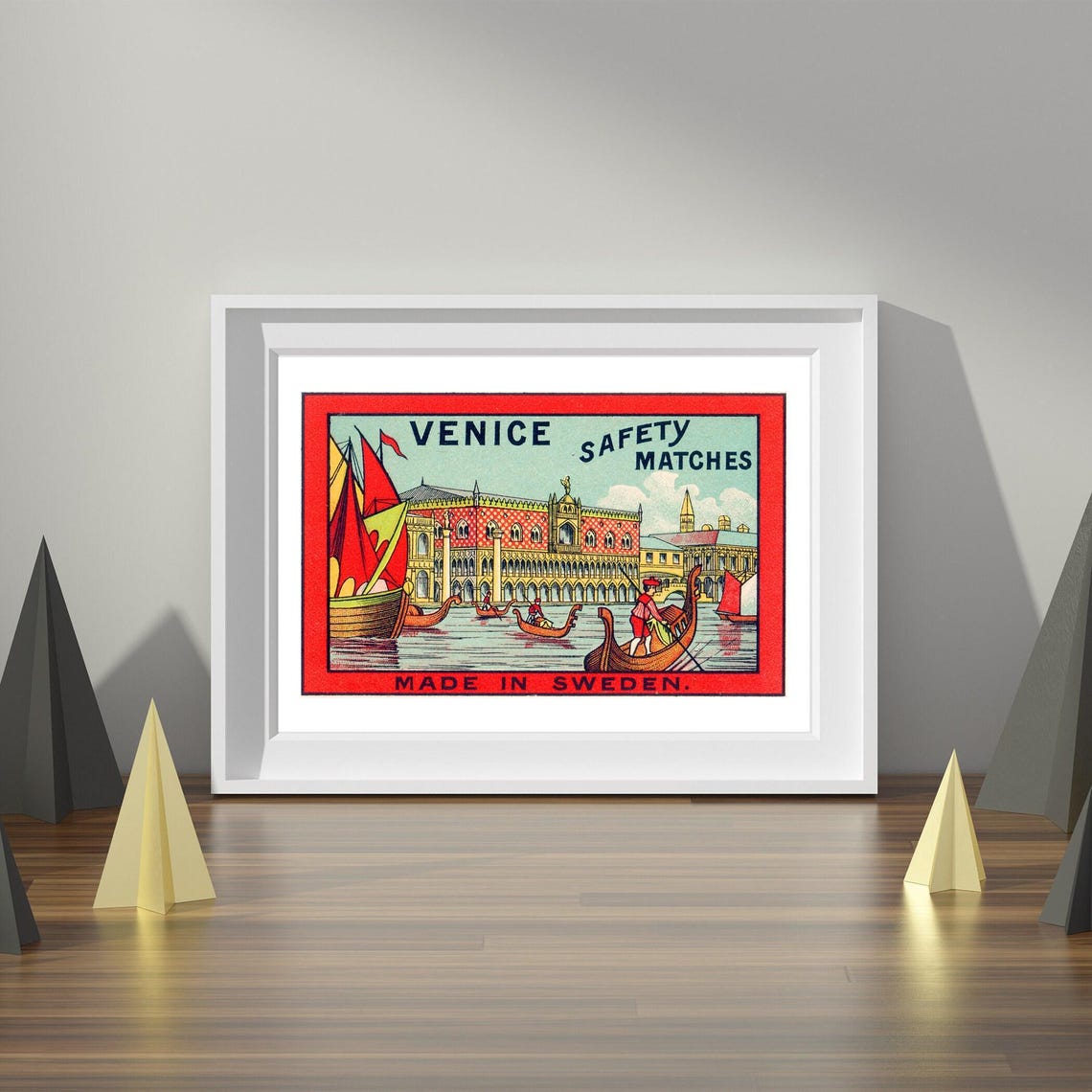 Venice Gondolas Canal Vintage Swedish Matchbox Label Art Poster - Image 4