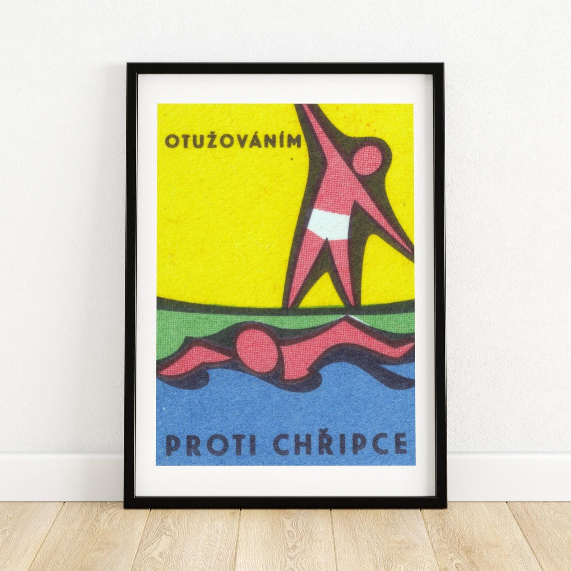 Hardening Against Flu Swimmers Vintage Matchbox Label Poster