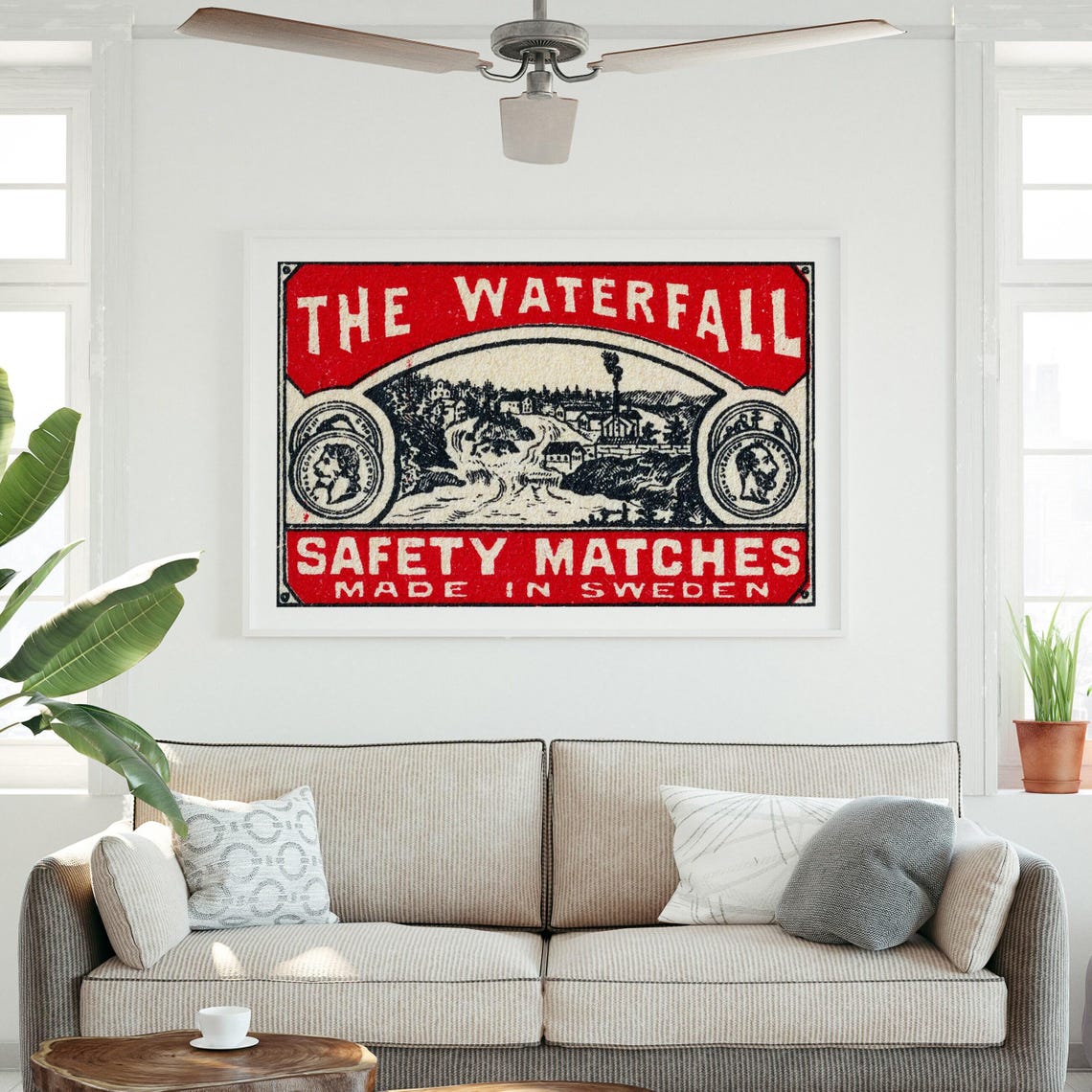 The Waterfall Safety Matches Swedish Landscape Matchbox Poster - Image 3