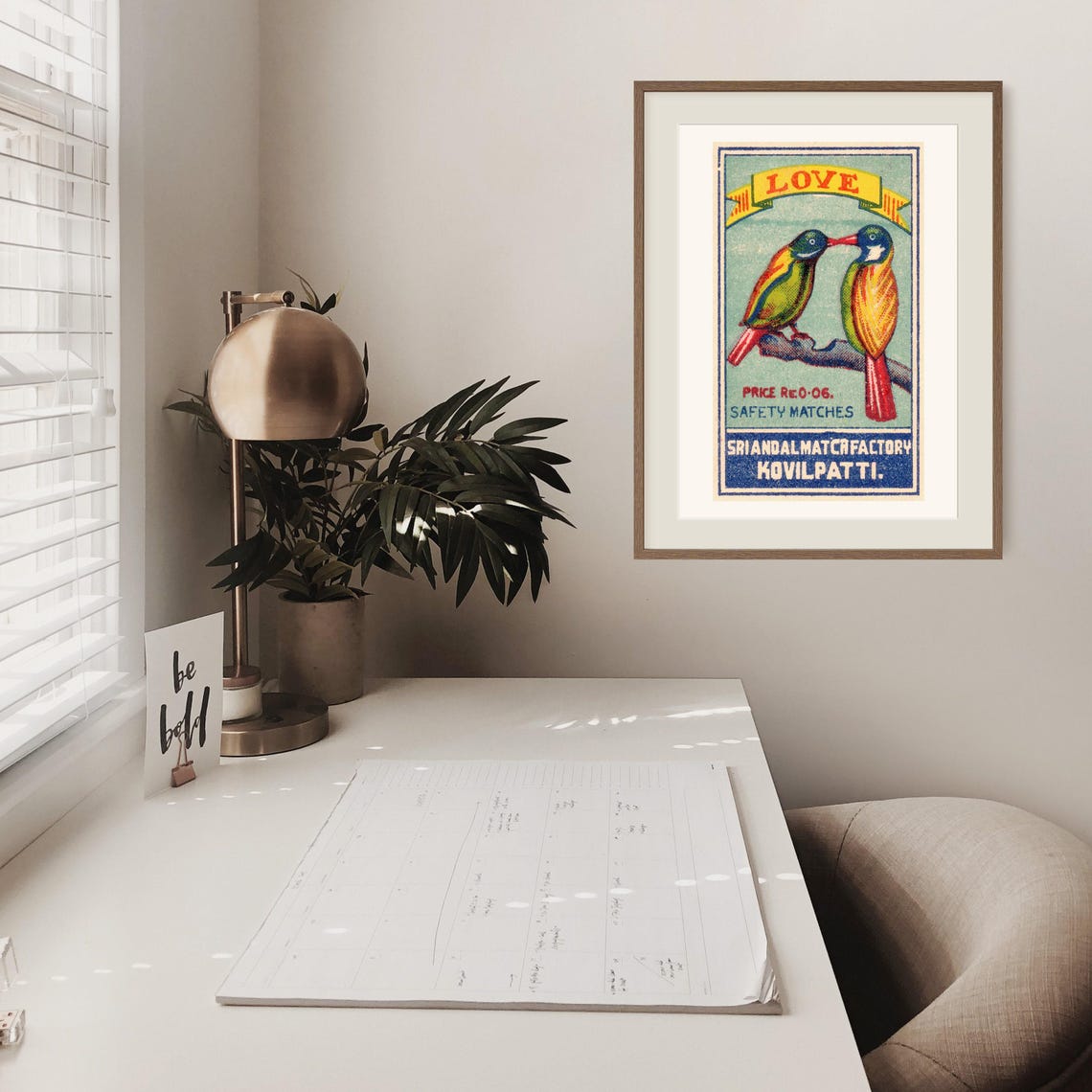 Love Birds Vintage Indian Lovebirds Matchbox Label Art Poster - Image 2