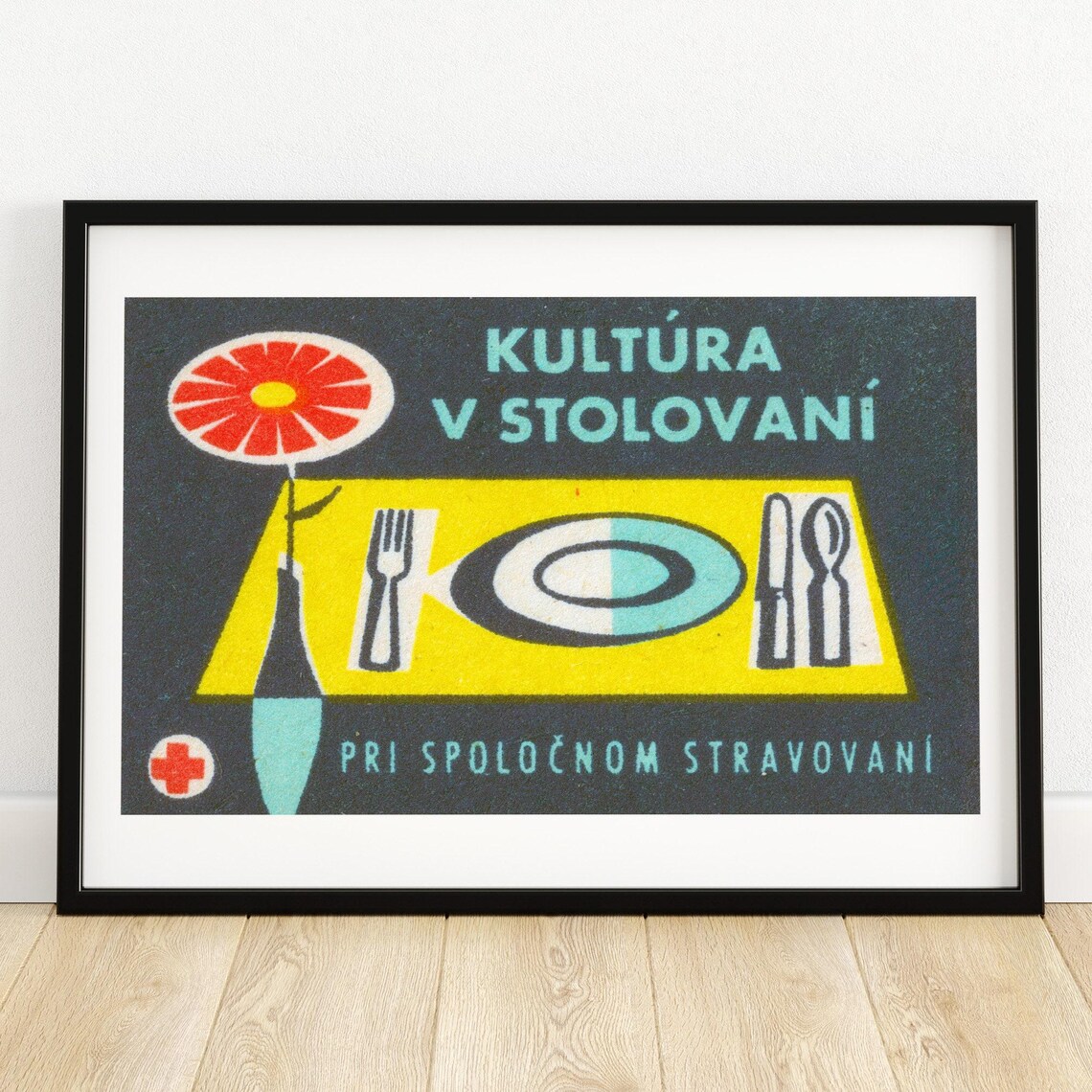 Kultúra v Stolovaní Dining Culture Vintage Slovak Label Poster