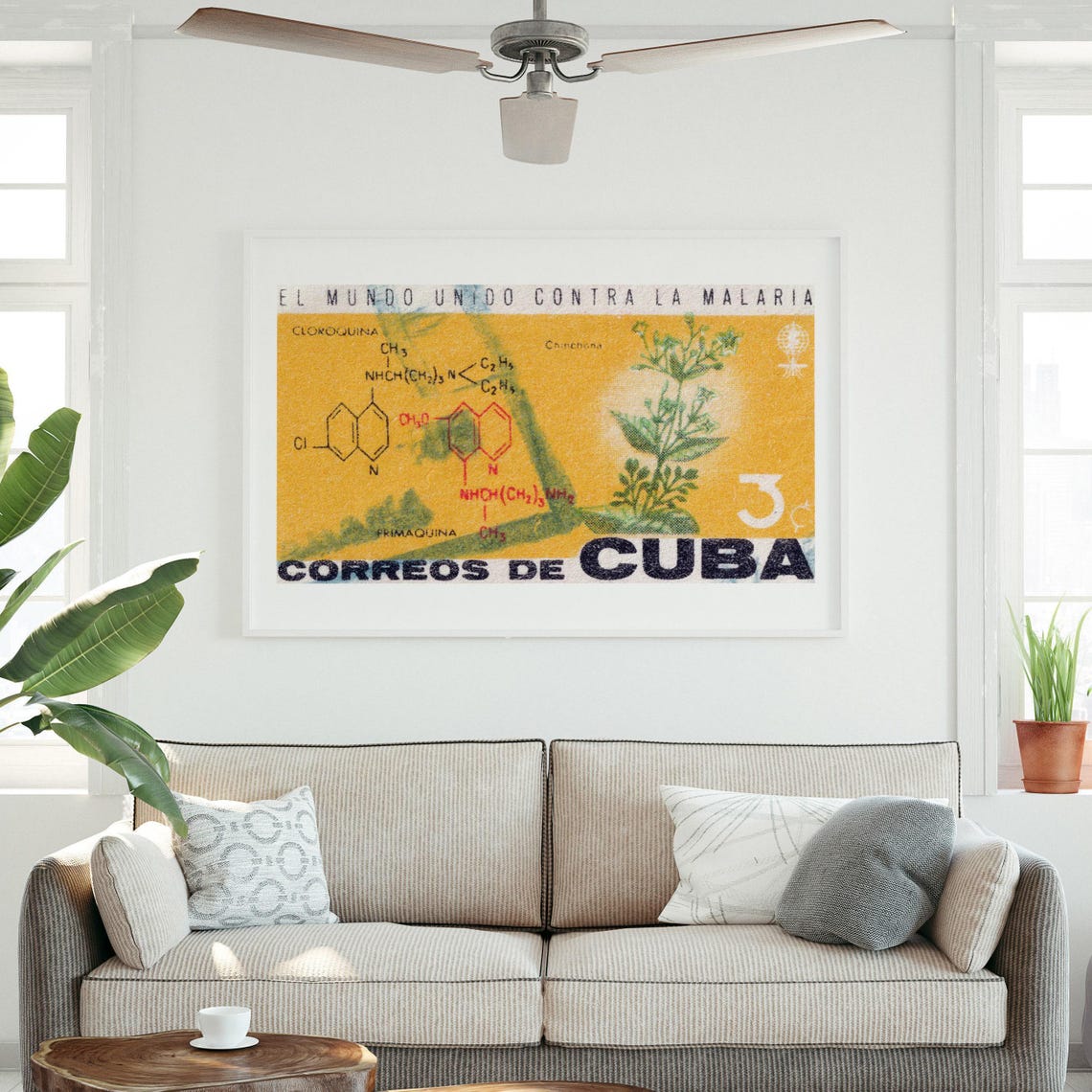 Cuba Malaria Fight United World Correos Vintage Stamp Poster - Image 3