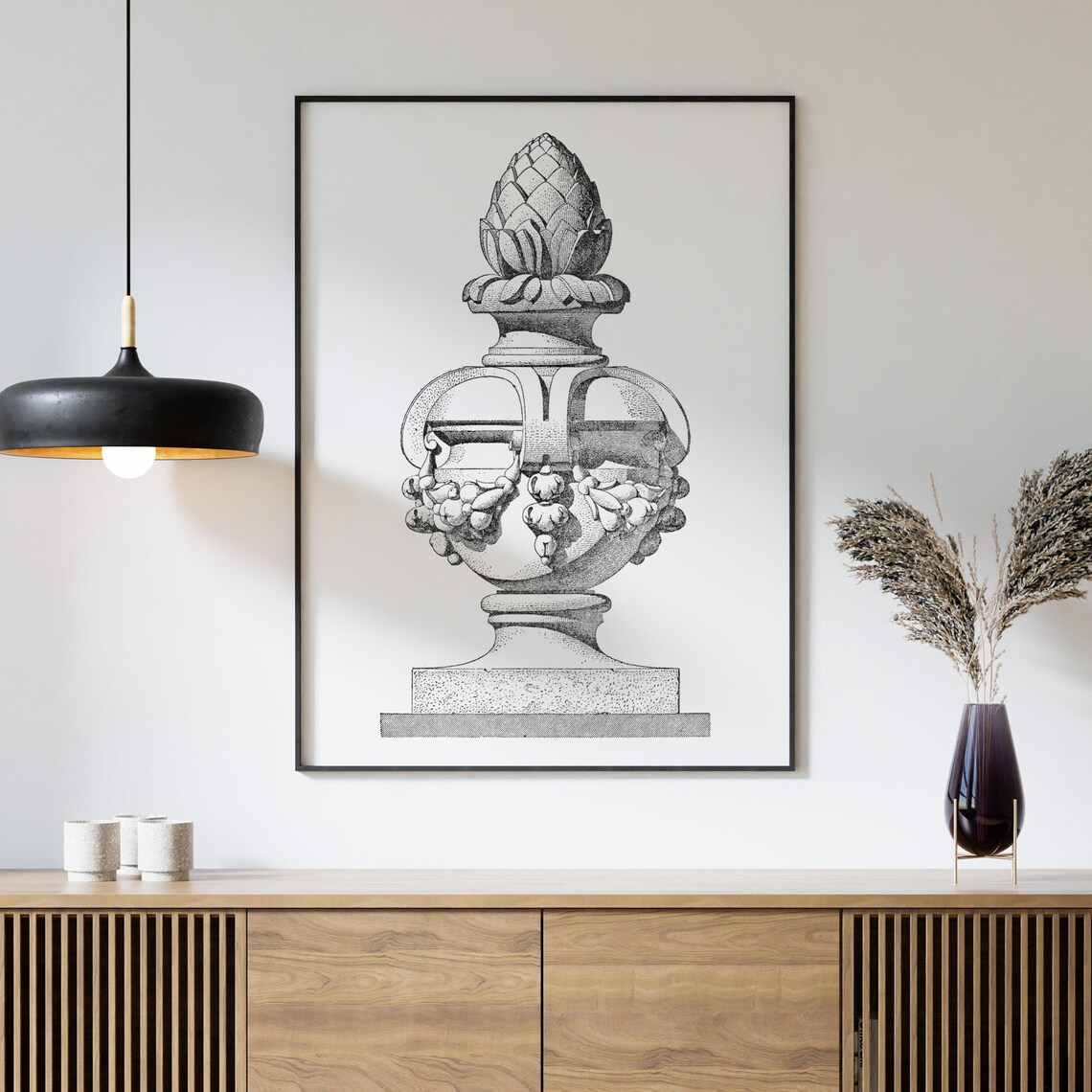 Ancient French Marble Vase Classical Architectural Engraving Poster - Image 4
