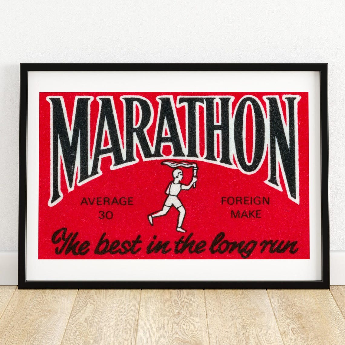 Marathon Best in the Long Run Torch Runner Vintage Matchbox Poster