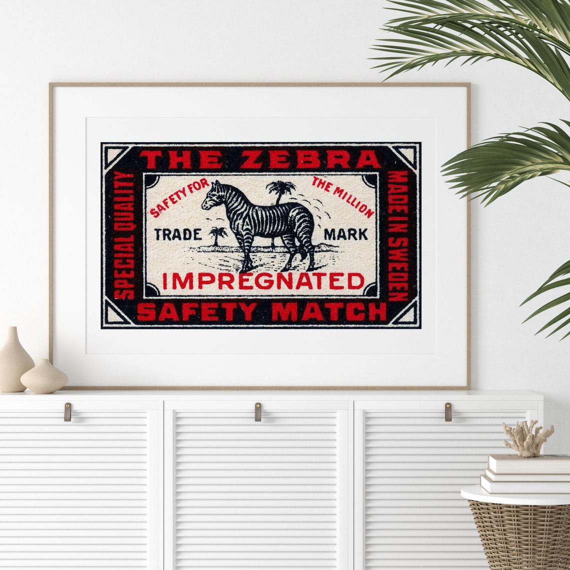 The Zebra Swedish Safety Match Vintage Zebra Engraving Poster - Image 2