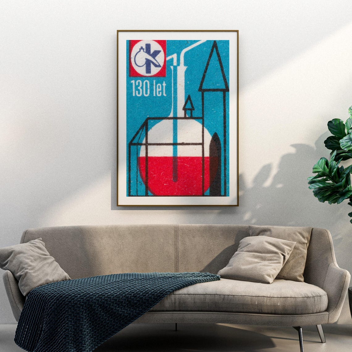 130 Let Czech Chemistry Anniversary Vintage Lab Flask Science Poster - Image 3