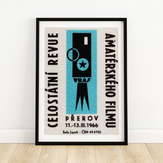 Amateur Film Festival Prerov 1966 Camera Czech Vintage Poster
