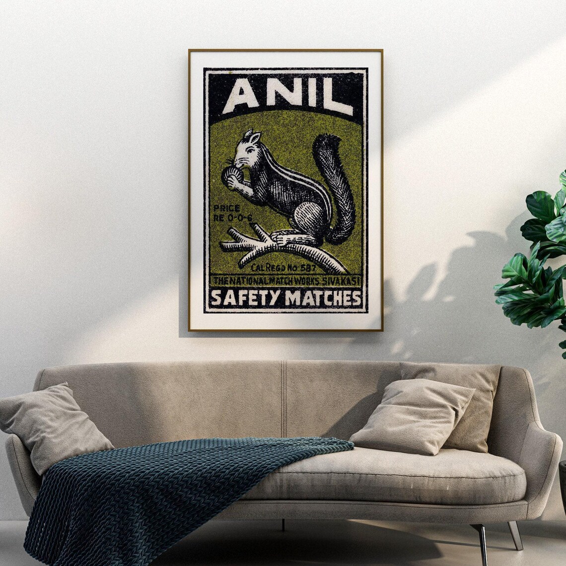 Anil Squirrel Vintage India Matchbox Poster - Image 3