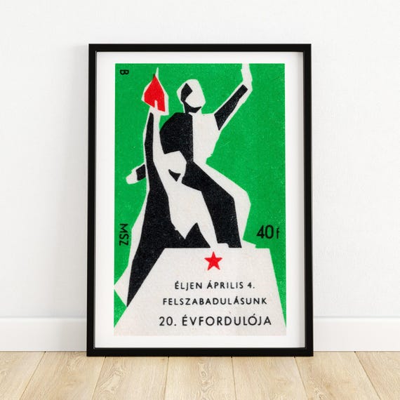 Victory Monument Matchbox Print Czech Wall Art Vintage Czech Art Matchbox Wall Poster Vintage Poster Print