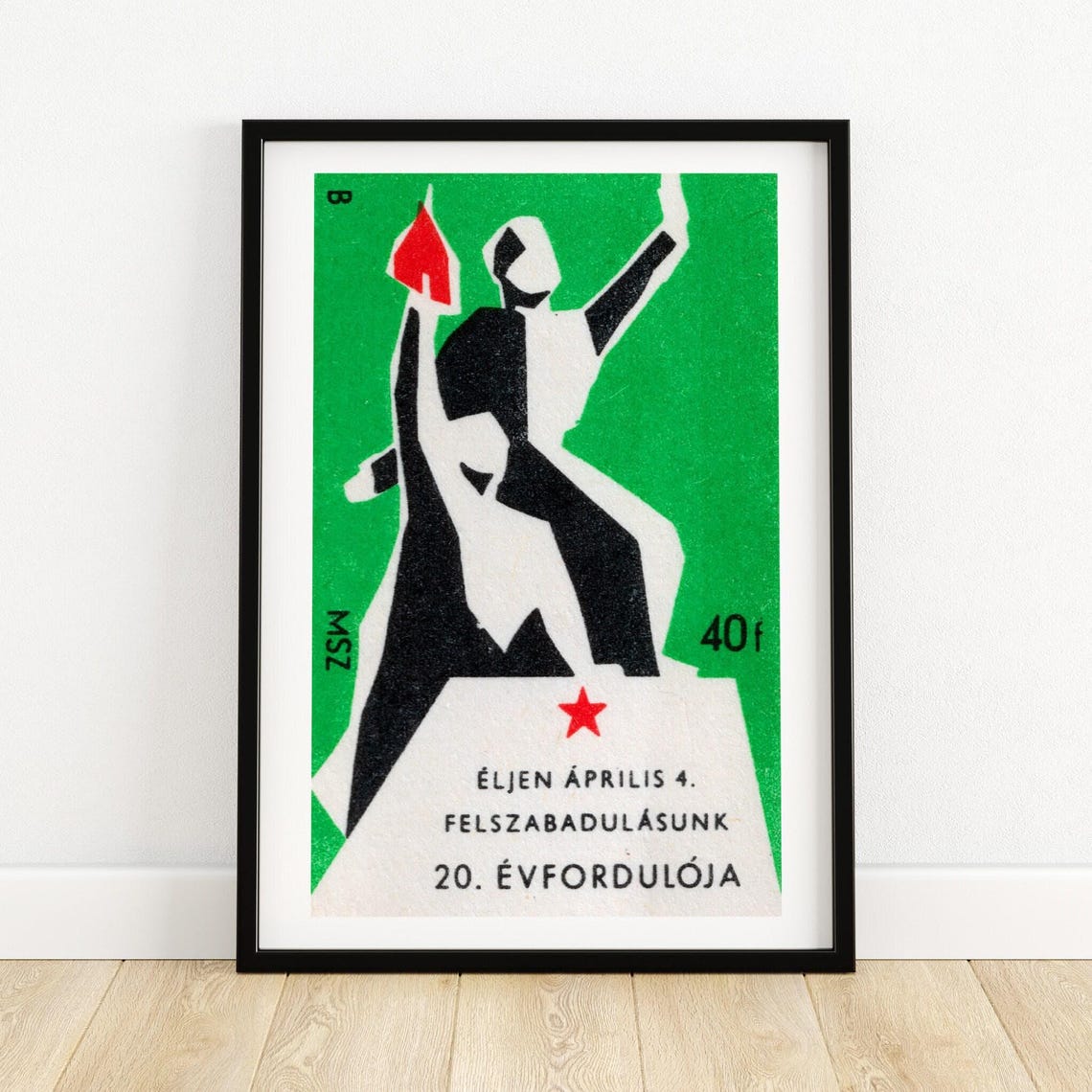 Liberation Anniversary Victory Monument Green Vintage Label Poster