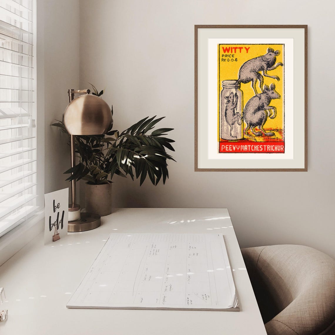 Witty Indian Match Label Three Rats Jar Retro Animal Art Poster - Image 2