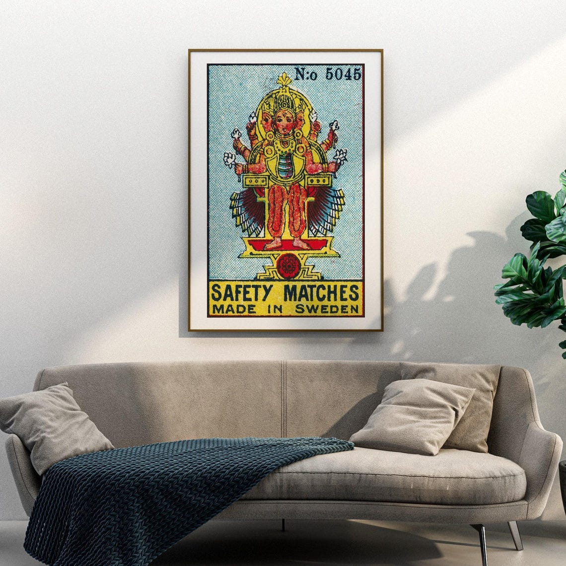 Multi Armed Indian Goddess Swedish Safety Matches Label Poster - Image 3