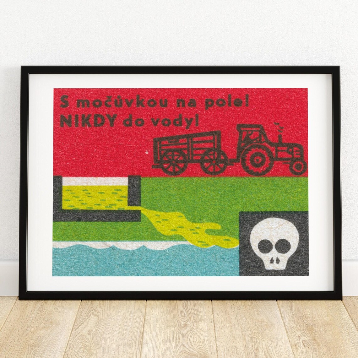 Czech Farm Slurry Tractor Eco Warning Skull Retro Advertising Poster