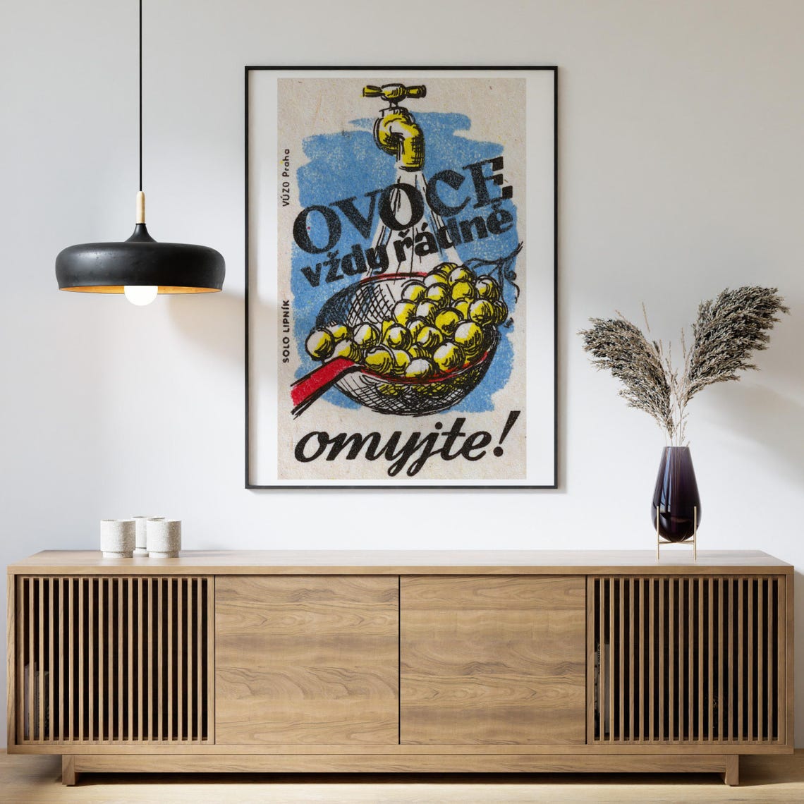 Ovoce Wash Fruit Hygiene Solo Lipník Vintage Czech Label Poster - Image 4