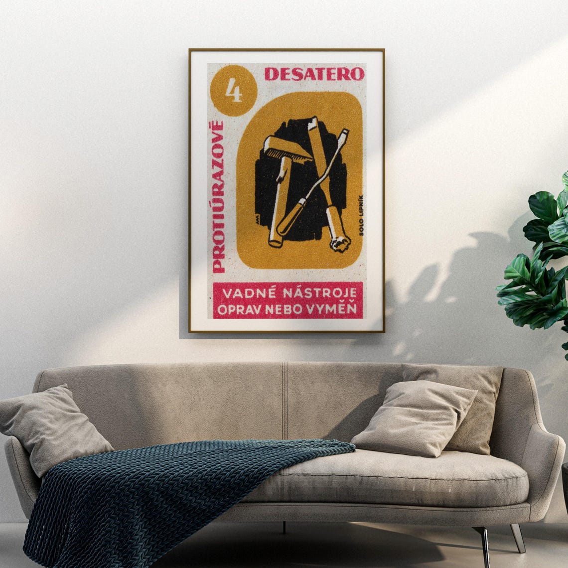Replace Broken Tools Safety Decalogue Czech Matchbox Label Art Poster - Image 3