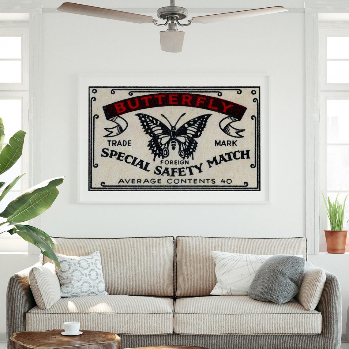 Butterfly Special Safety Match Vintage Trademark Art Poster Insect - Image 3