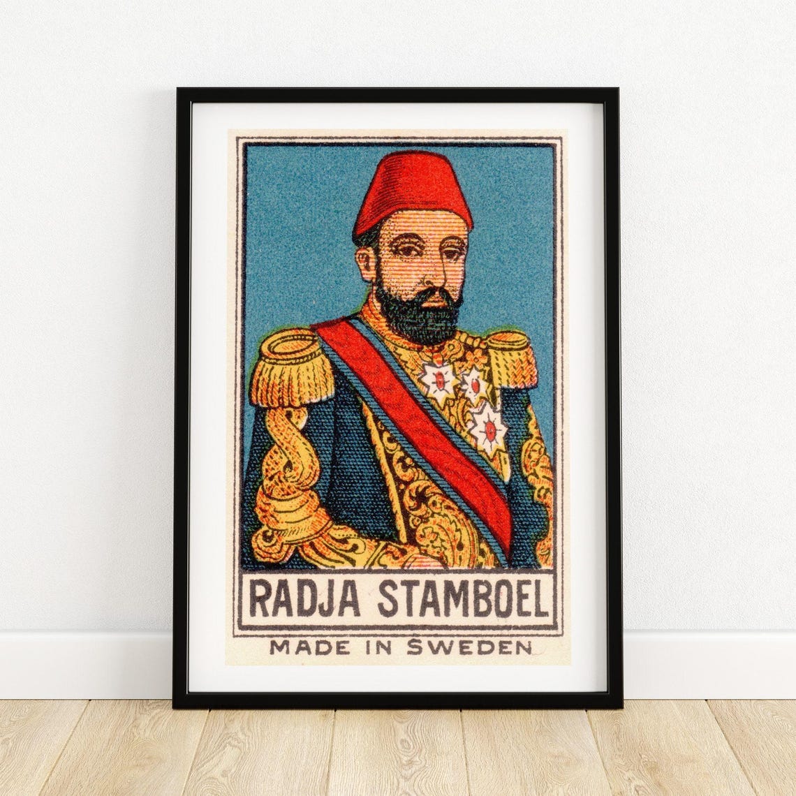 Radja Stamboel Swedish Matchbox Portrait Red Fez Military Poster