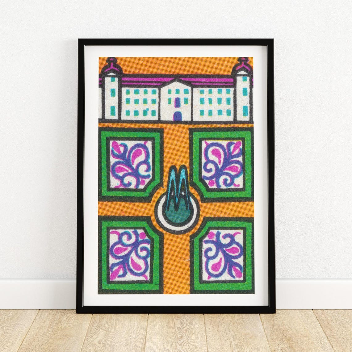 Colorful Geometric Palace Facade Mosaic Pattern Abstract Art Poster