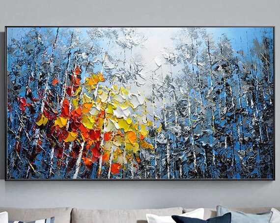 Blue Sky Colorful Forest Oil Painting Art Print