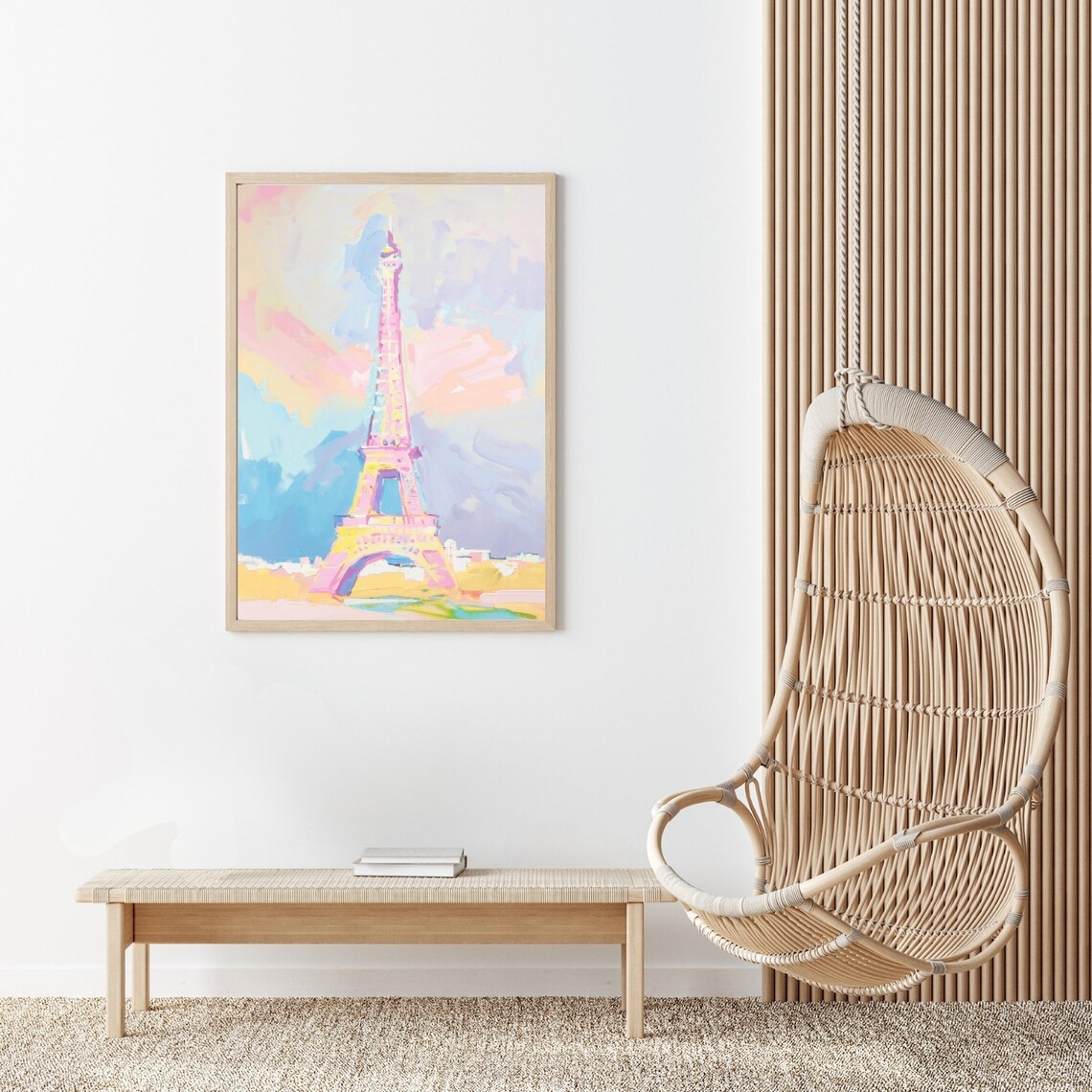 Pink Eiffel Tower Abstract Paris Travel Art Print - Image 2