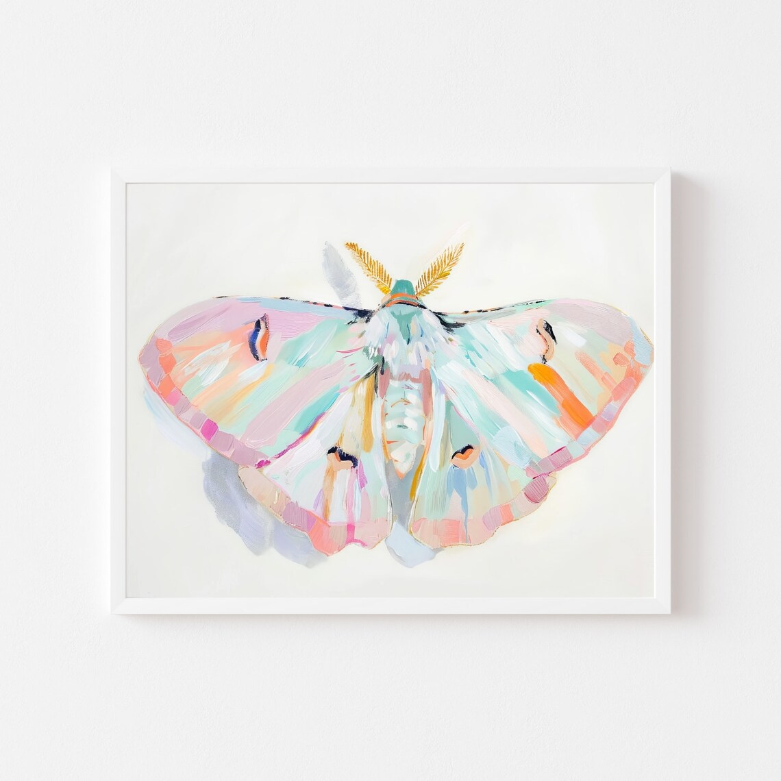 Colorful Moth Painting, Pink Insect Art Print