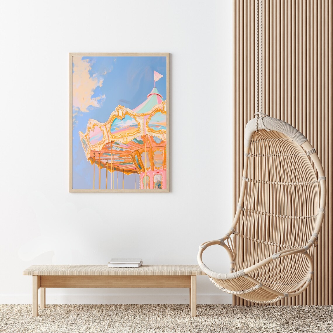 Pastel Carousel Art Print for Girls Room and Playroom - Image 2